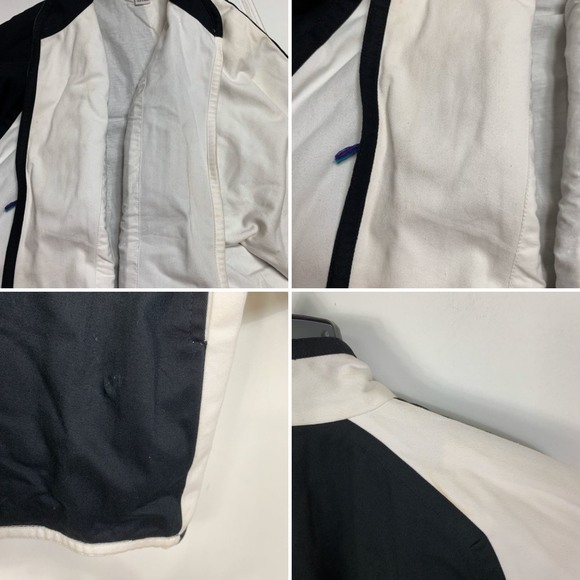 Vintage Drapers & Damons XL Elephant Embroidered Patch Tunic Jacket White Boho - Picture 10 of 10